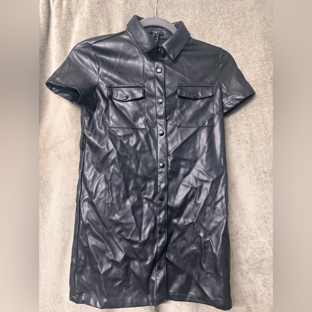 Forever 21 Black Faux Leather Kids Dress